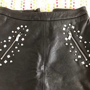 Maison Scotch studded leather skirt